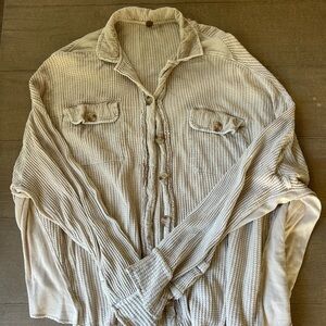 Free people shirt size xs Cream Button-Up Waffle Knit Shirt